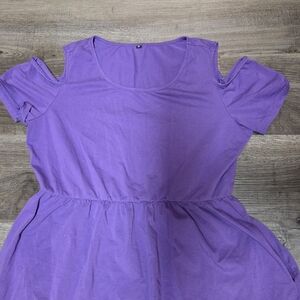 Brand New Purple Cold Shoulder Maxi Dress With Pockets